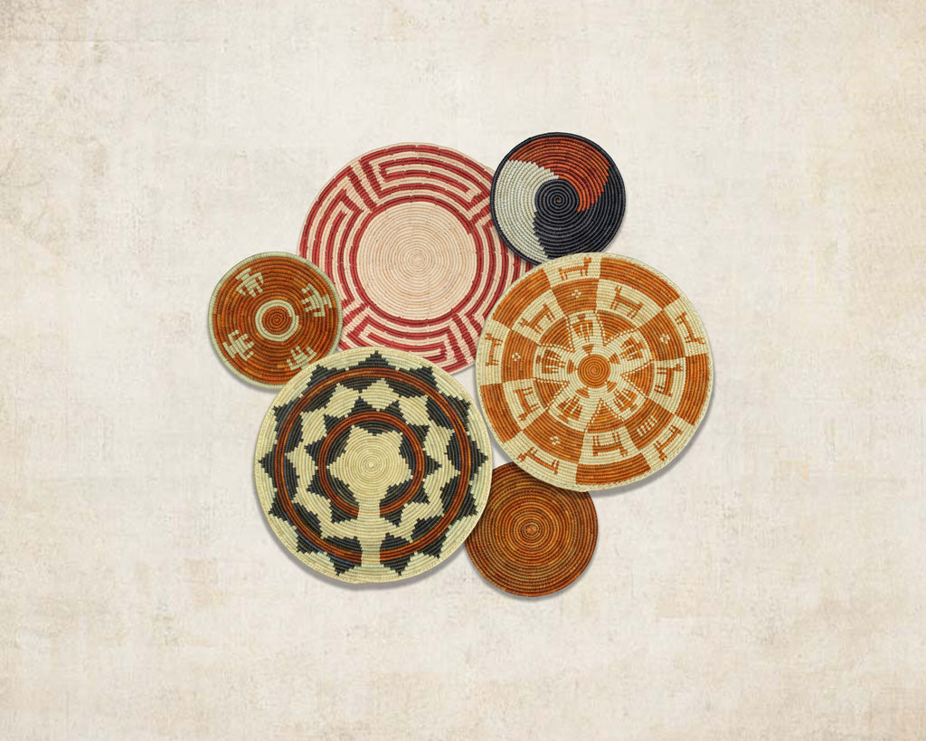 Set of 6 Handwoven wall baskets SET-291-6 N