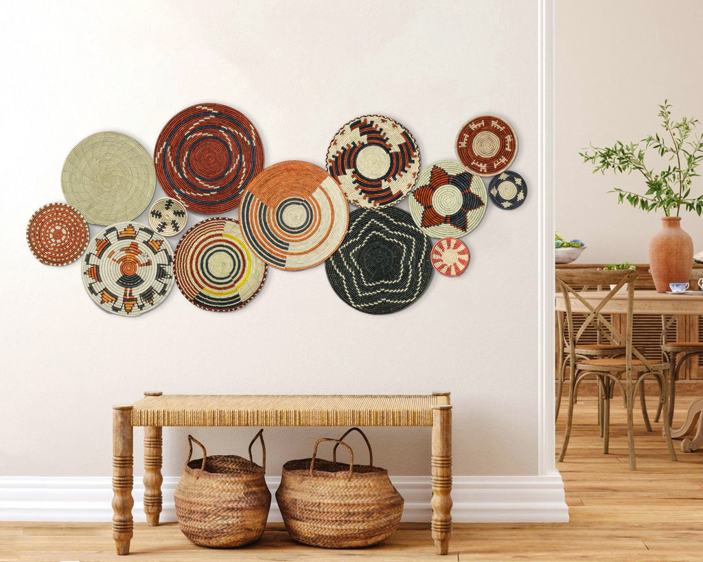 Set of 13 Handwoven wall baskets SET-179-13 N