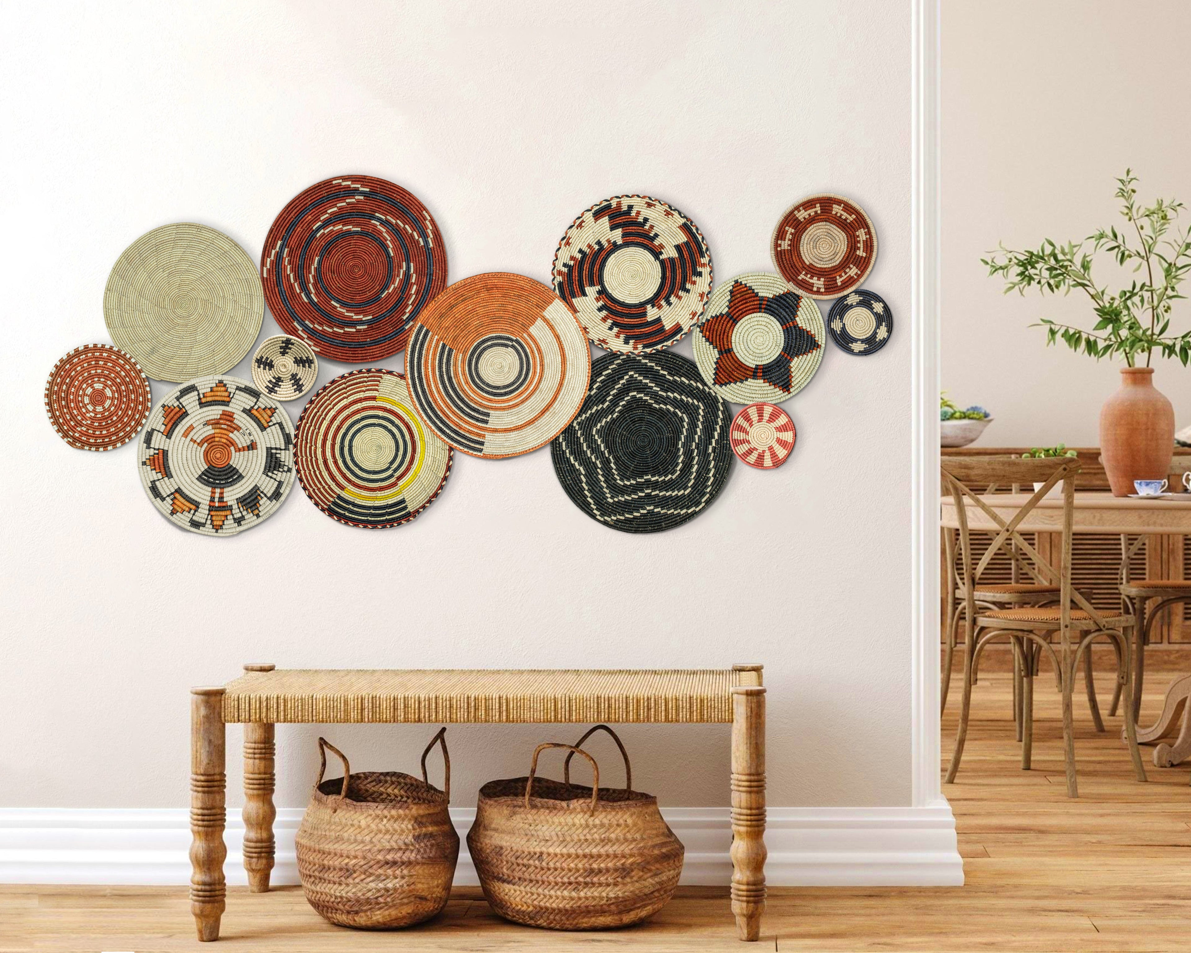 Set of 13 Handwoven wall baskets SET-179-13 N
