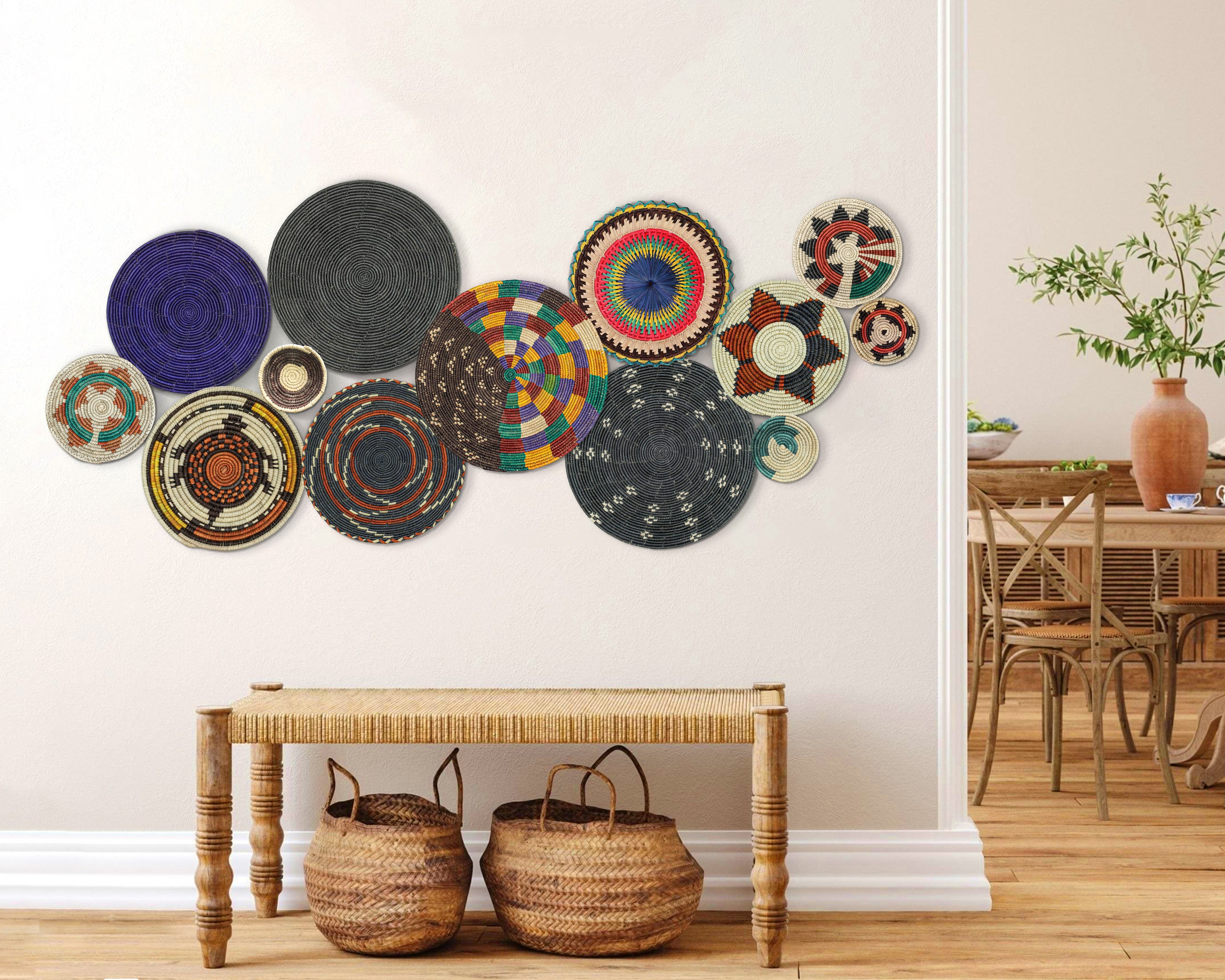 Set of 13 Handwoven wall baskets SET-180-13 N