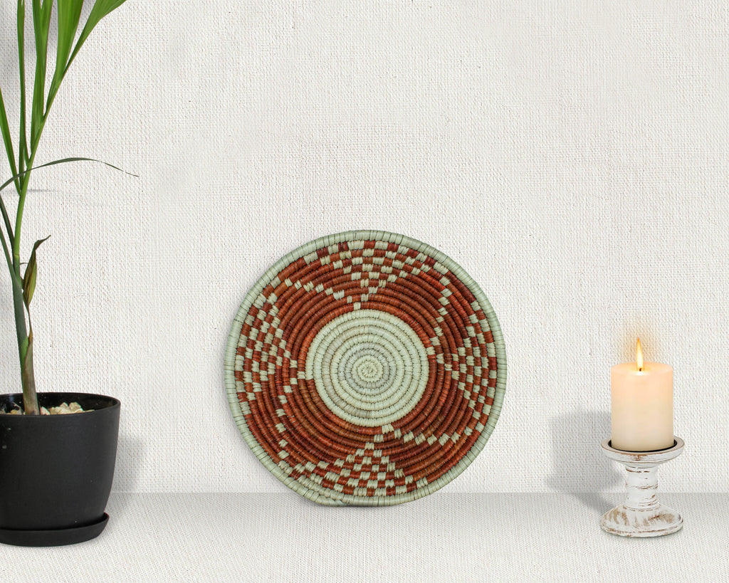 Stepped Pattern Brown Bowl Basket 8-inch LBW-461-7