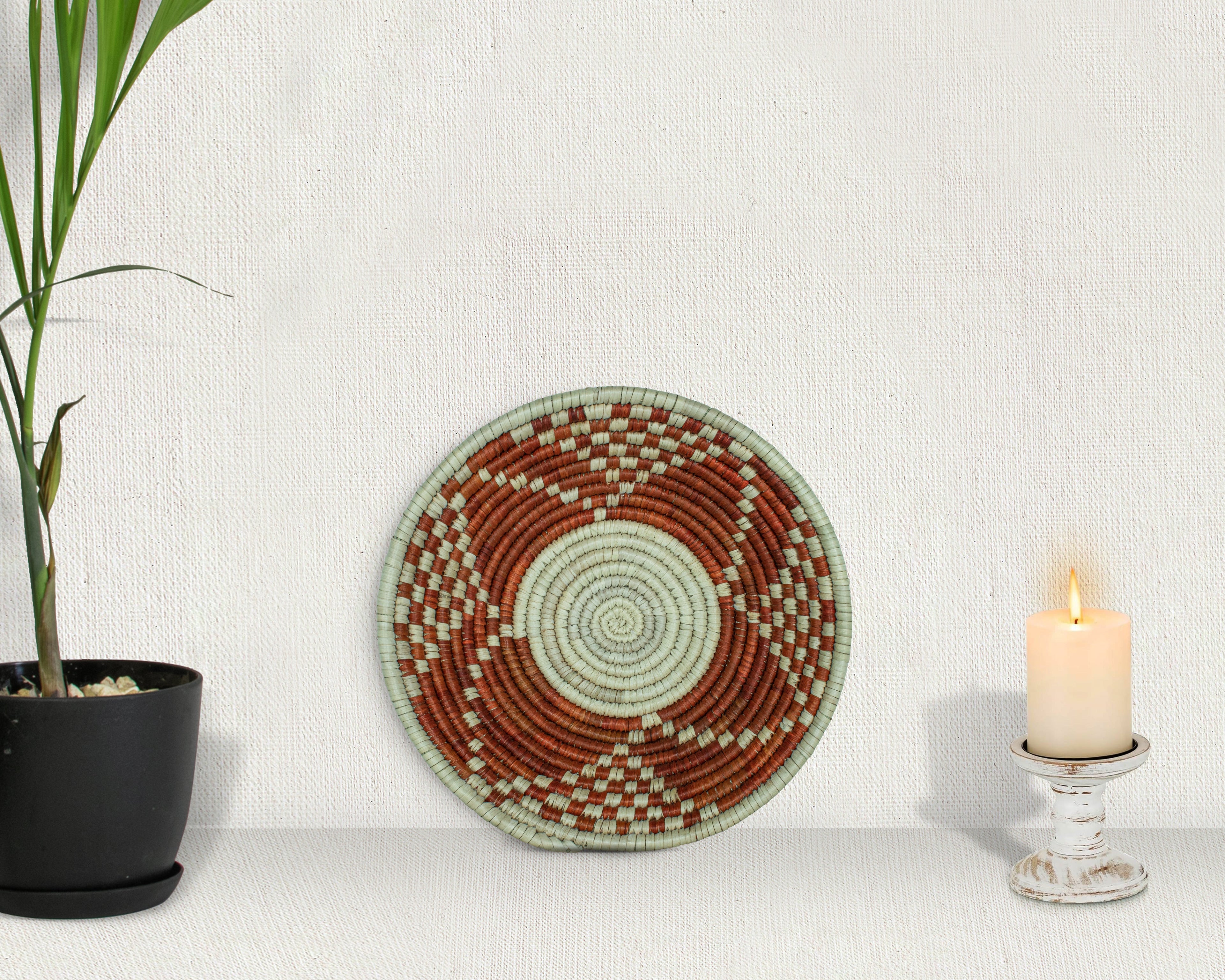 Stepped Pattern Brown Bowl Basket 8-inch LBW-461-7