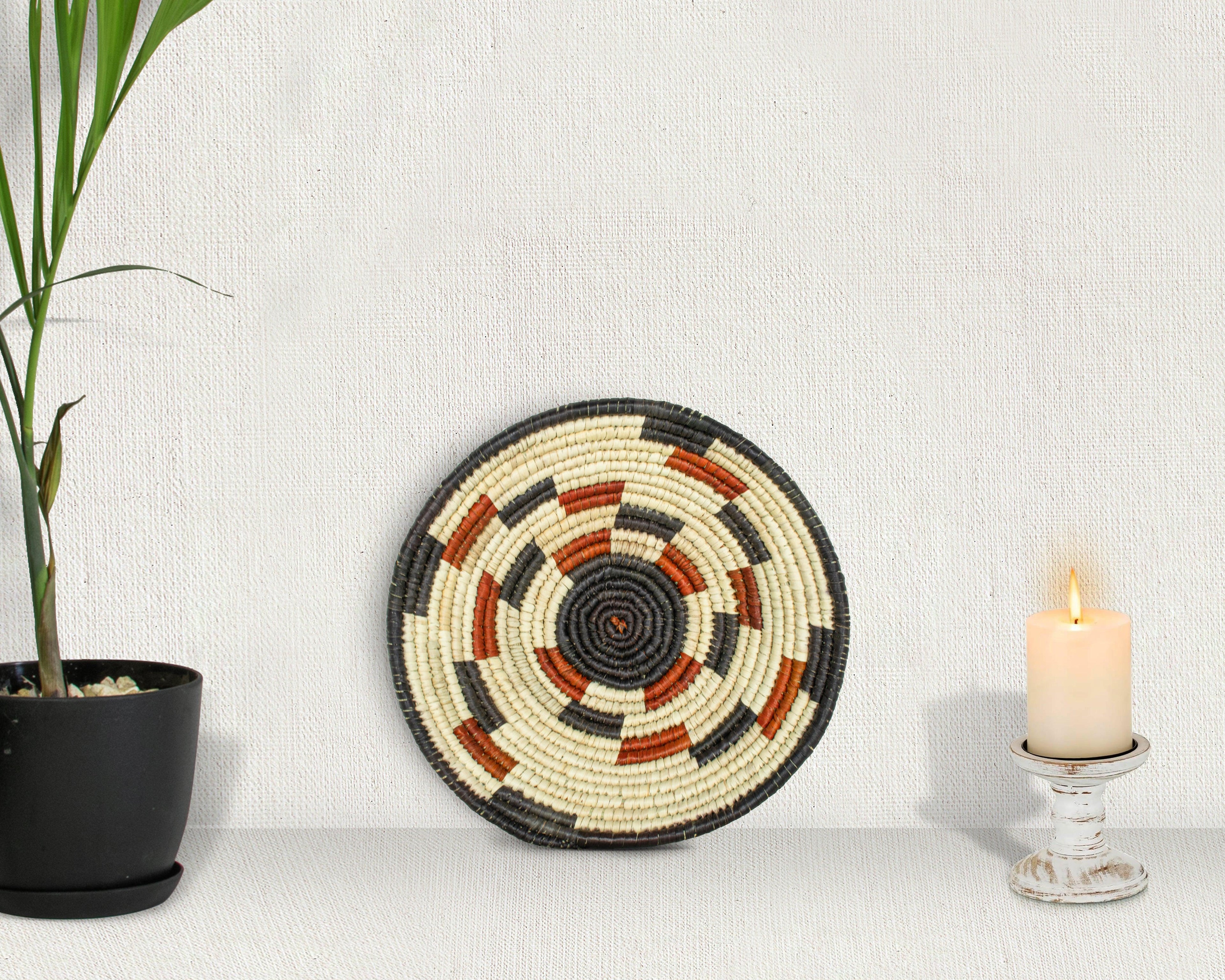 Terra Cotta Circle Black Bowl Basket 8-inch LBW-403-7 B