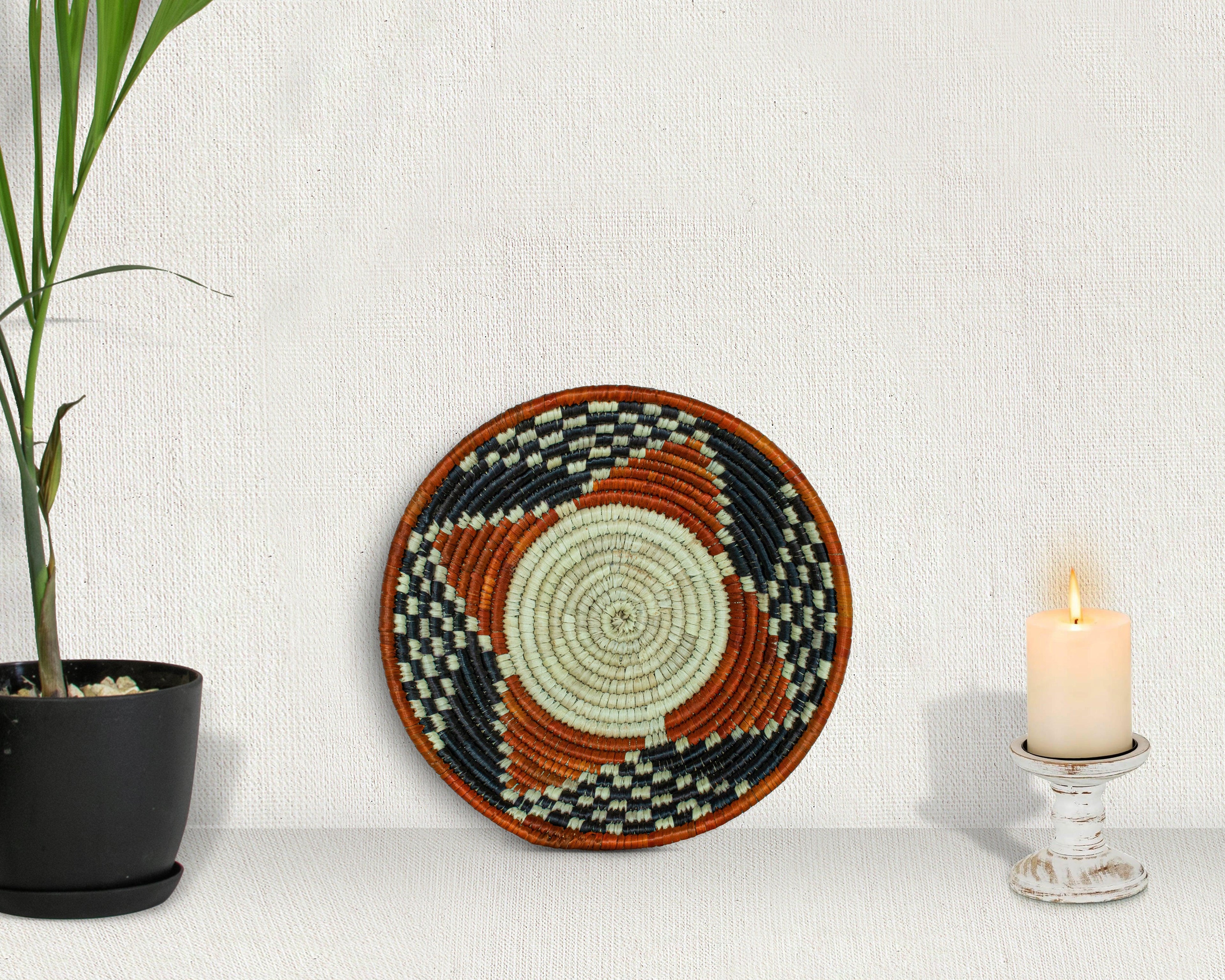 Mosaic Desert Platter Brown Bowl Basket 8-inch LBW-455-7 A