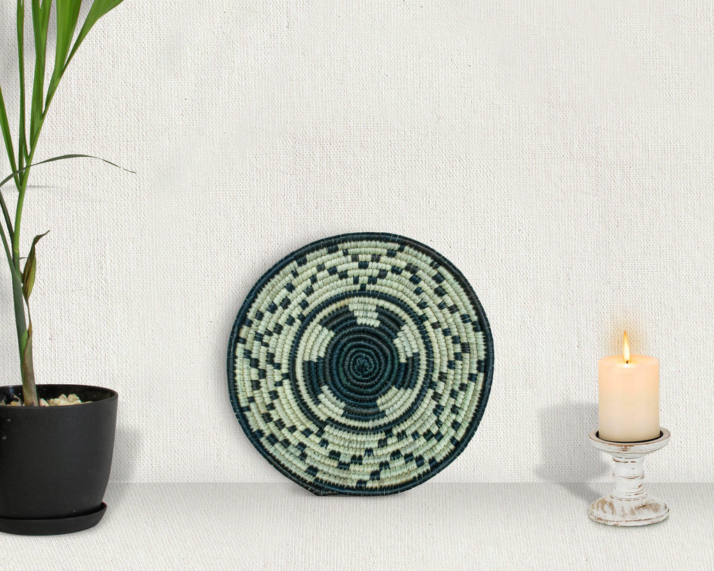 Checkerboard Circle Black  Bowl Basket 8-inch LBW-446-7