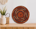 Vermillion Wing flat woven wall basket, 12-inch, handwoven natural seagrass and palm leaf