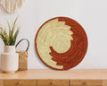 Cinnabar Wash flat woven wall basket, 12-inch, handwoven natural seagrass and palm leaf