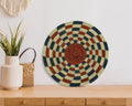 Helix Cinnabar flat woven wall basket, 12-inch, handwoven natural seagrass and palm leaf