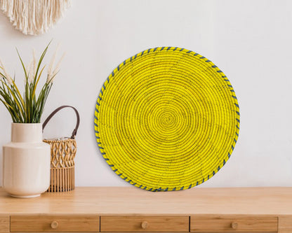 Bright Yellow Plain Flat Basket 12-Inch Pl-032-12