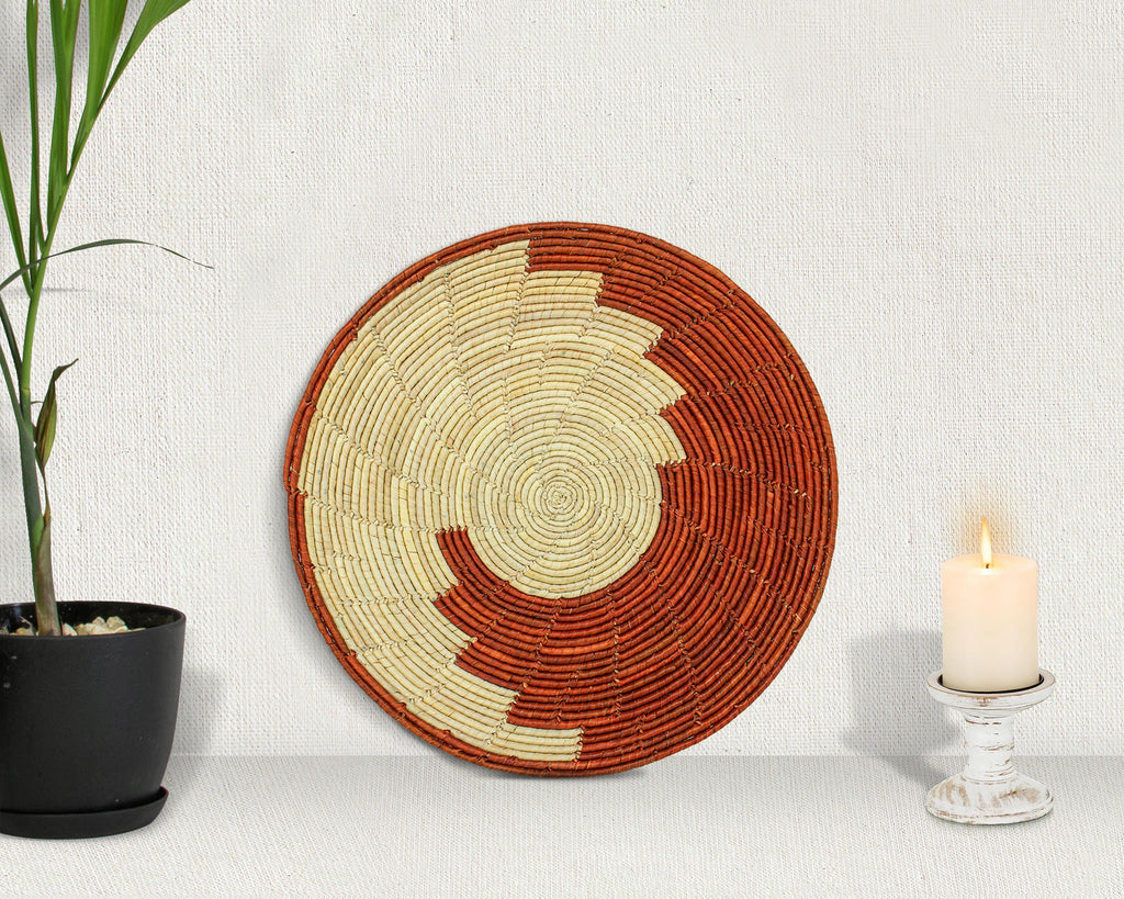 12" Dia Cinnabar Wash Flat Basket