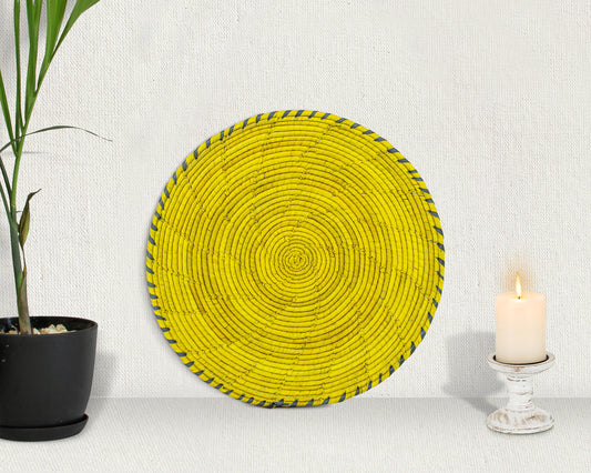 Bright Yellow Plain Flat Basket 12-Inch Pl-032-12