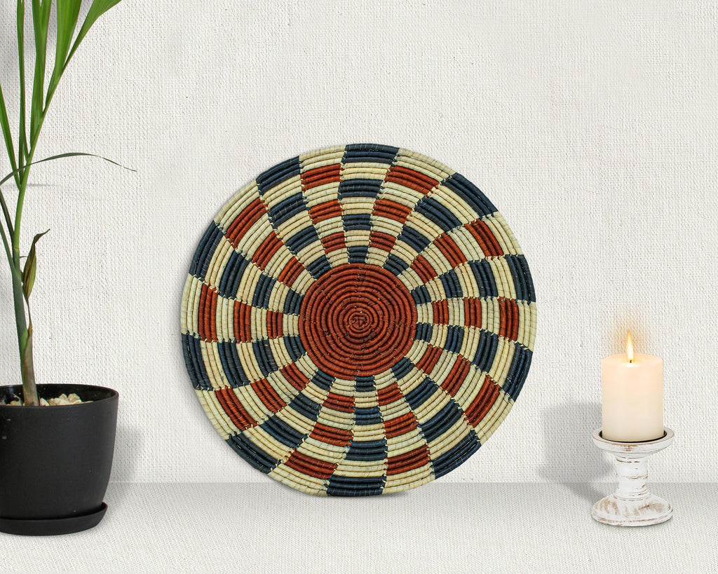 12" Dia Helix Cinnabar Flat Basket