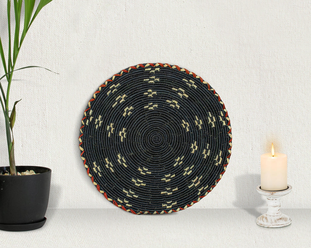 12" Dia Obsidian Galaxy Flat Basket