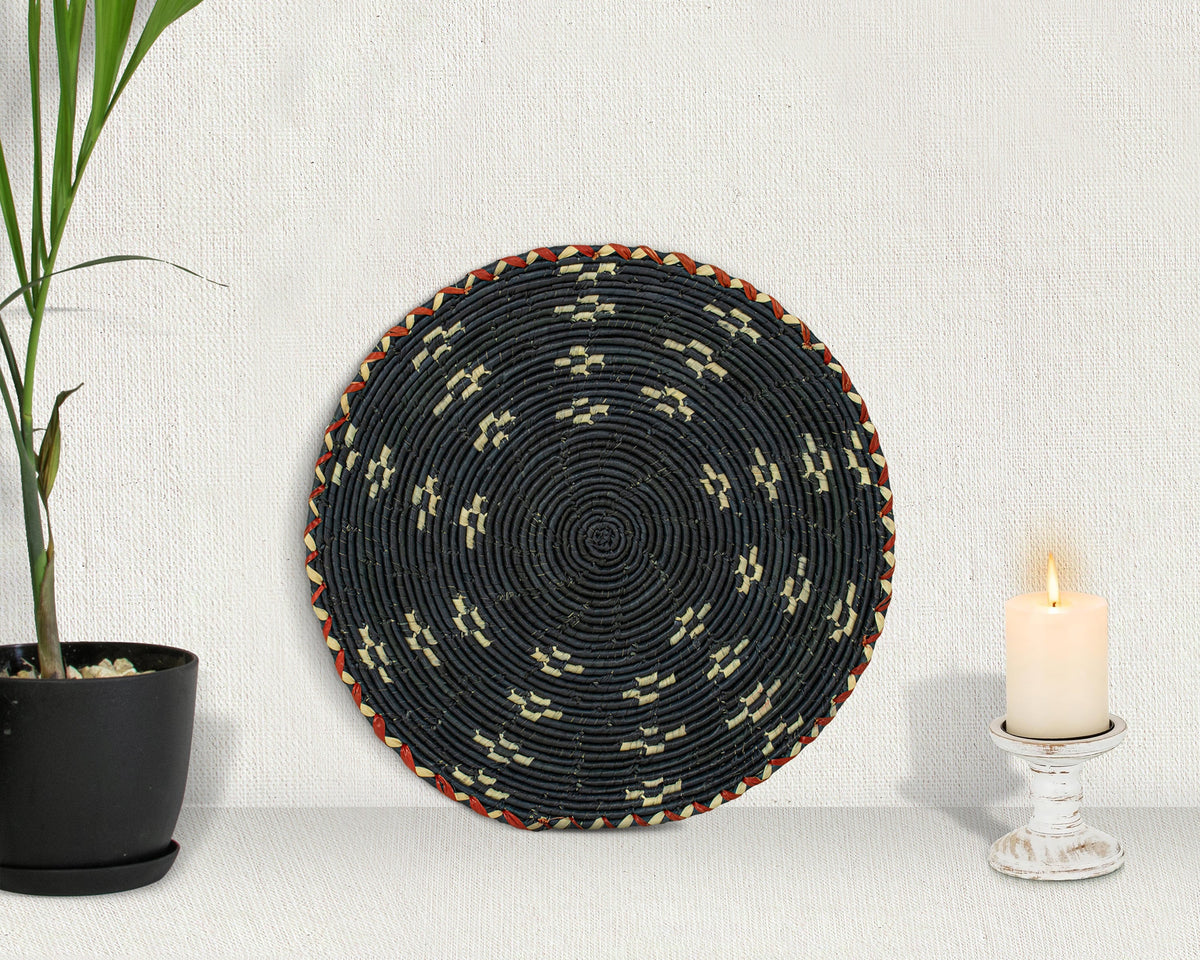 12" Dia Obsidian Galaxy Flat Basket