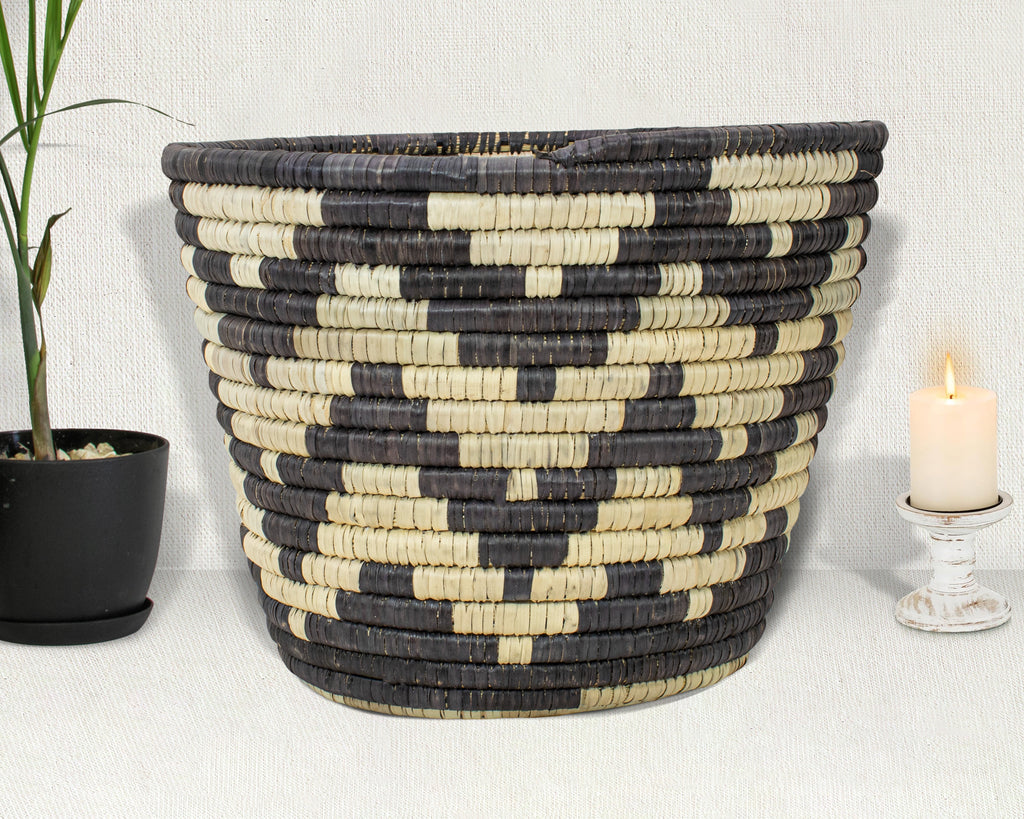 Cheveron Stripes Handwoven Planter Basket - 12-inch PB-922