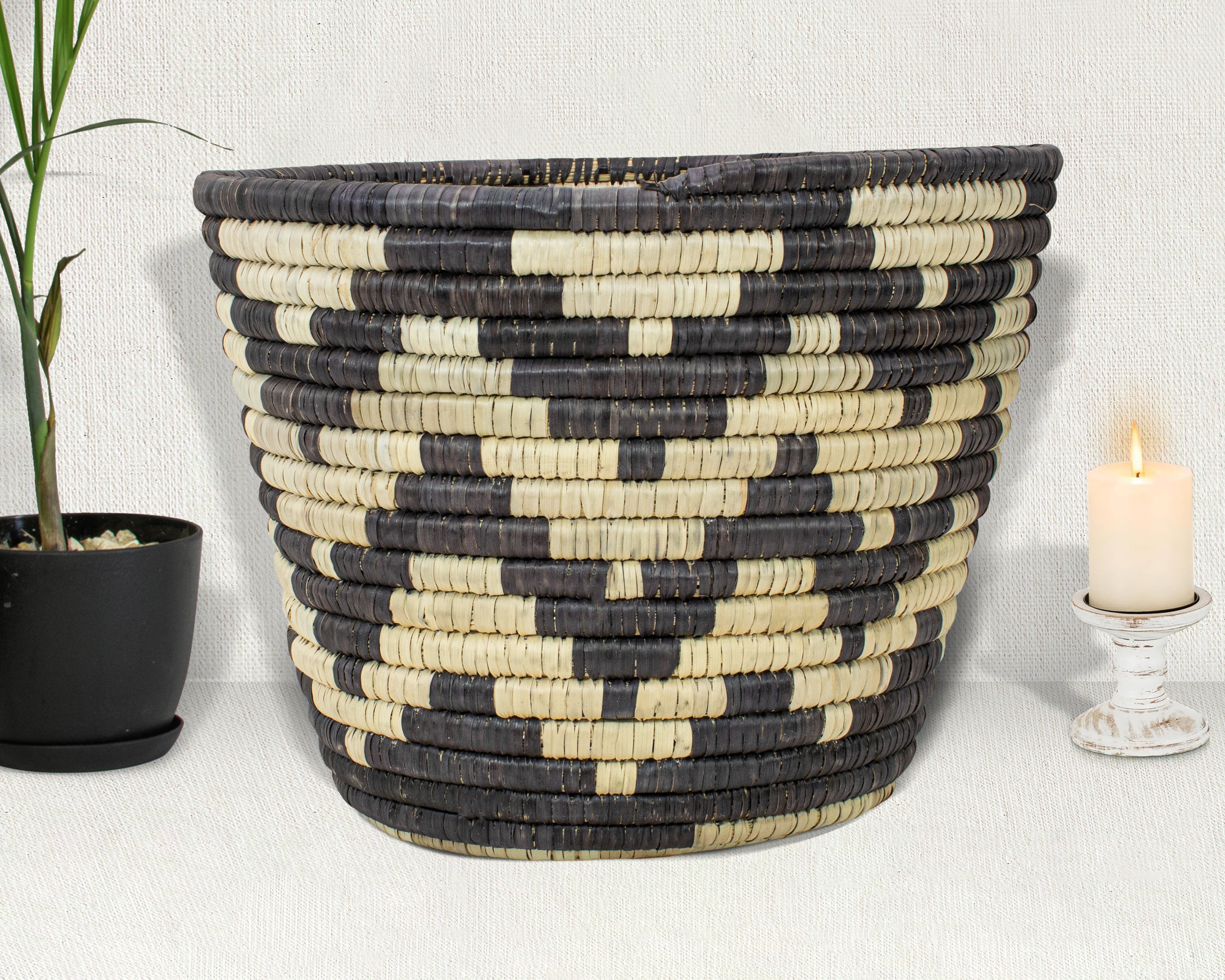Cheveron Stripes Handwoven Planter Basket - 12-inch PB-922