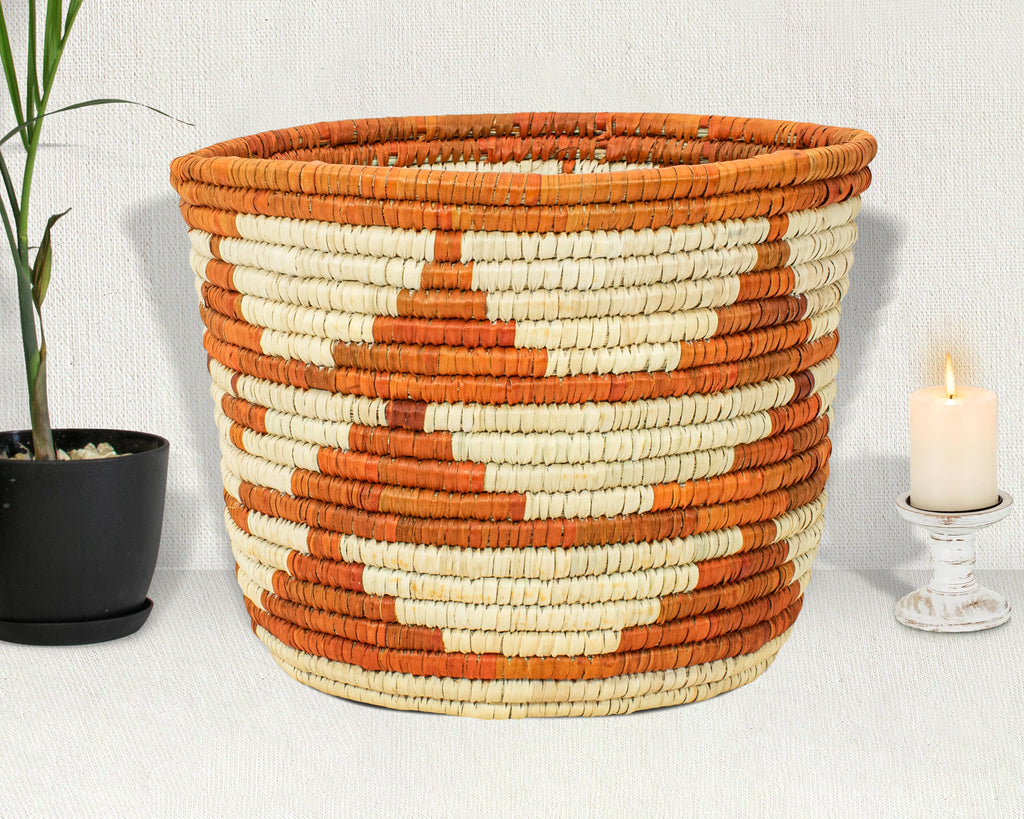 Desert Stripe Handwoven Planter Basket - 12-inch PB-924