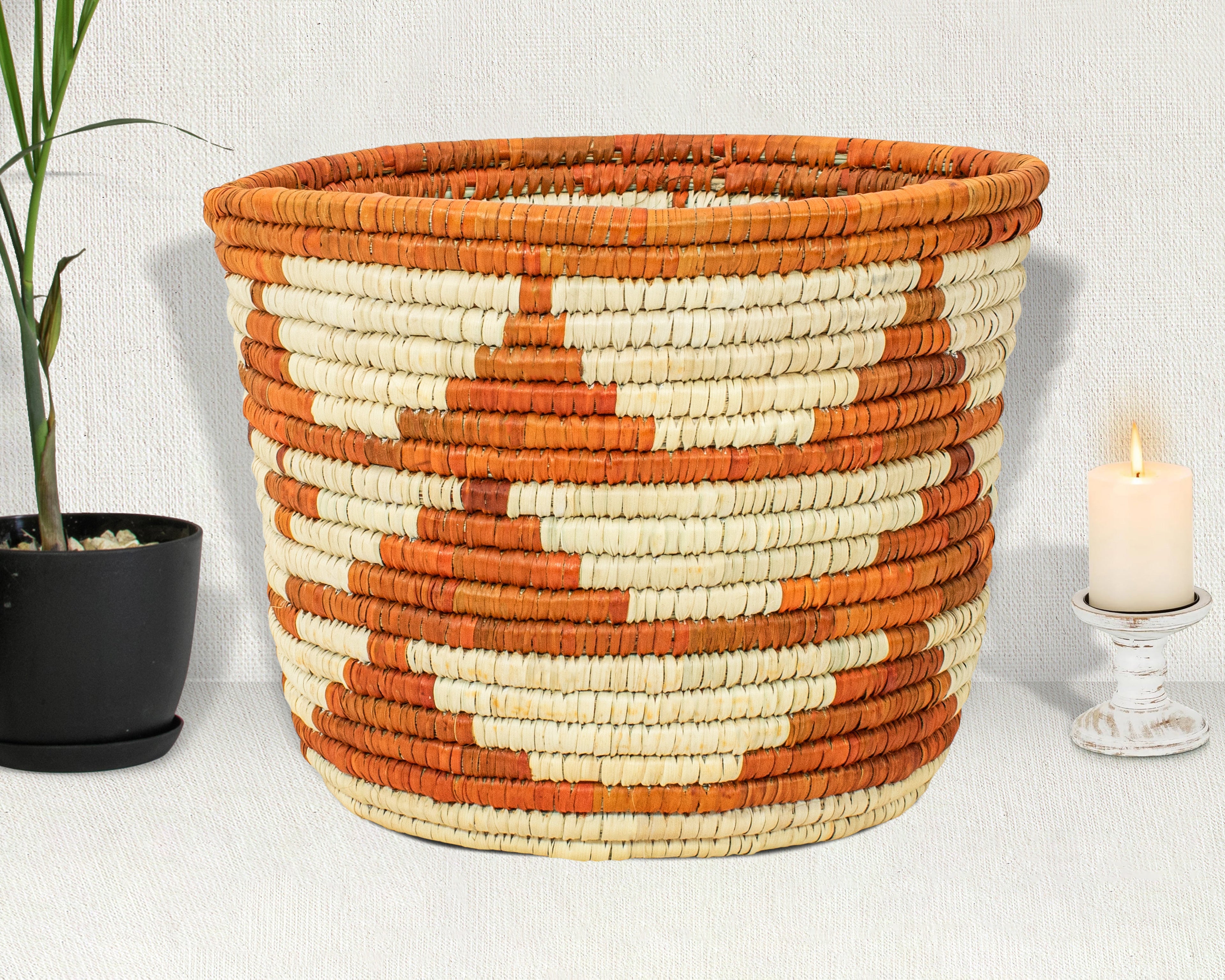 Desert Stripe Handwoven Planter Basket - 12-inch PB-924