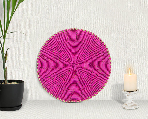 Glowing Pink Plain Flat Basket 12-Inch