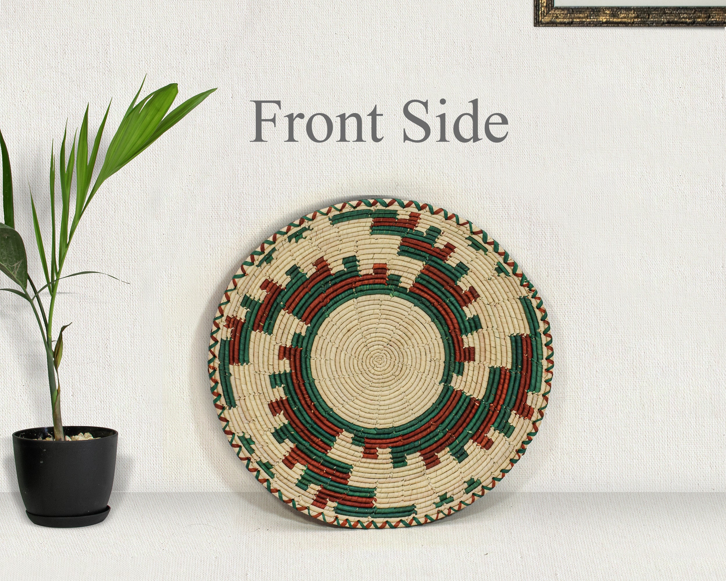 Turqouise Fan Flat Basket 12-inch