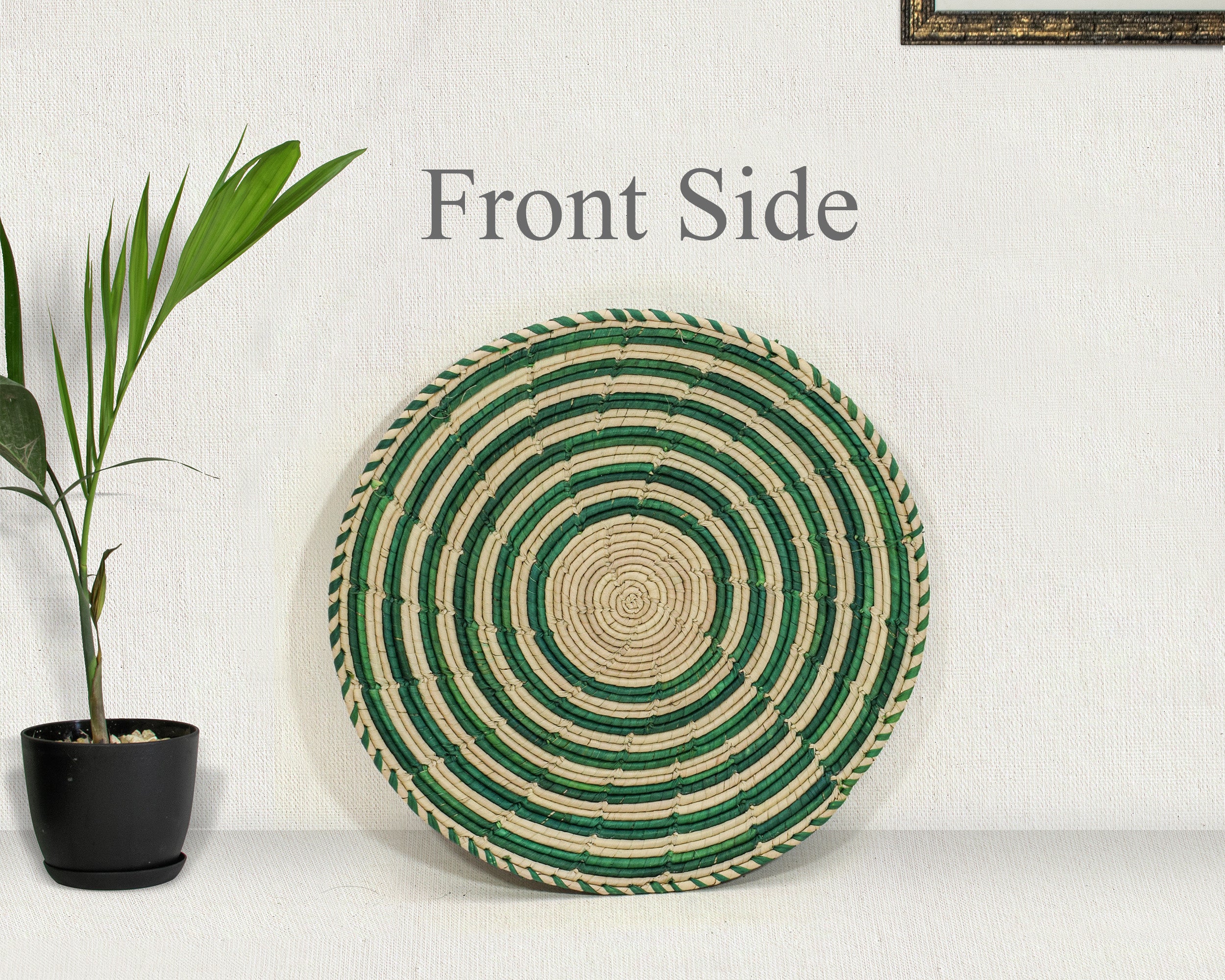 Green Waves Flat Basket 12-inch