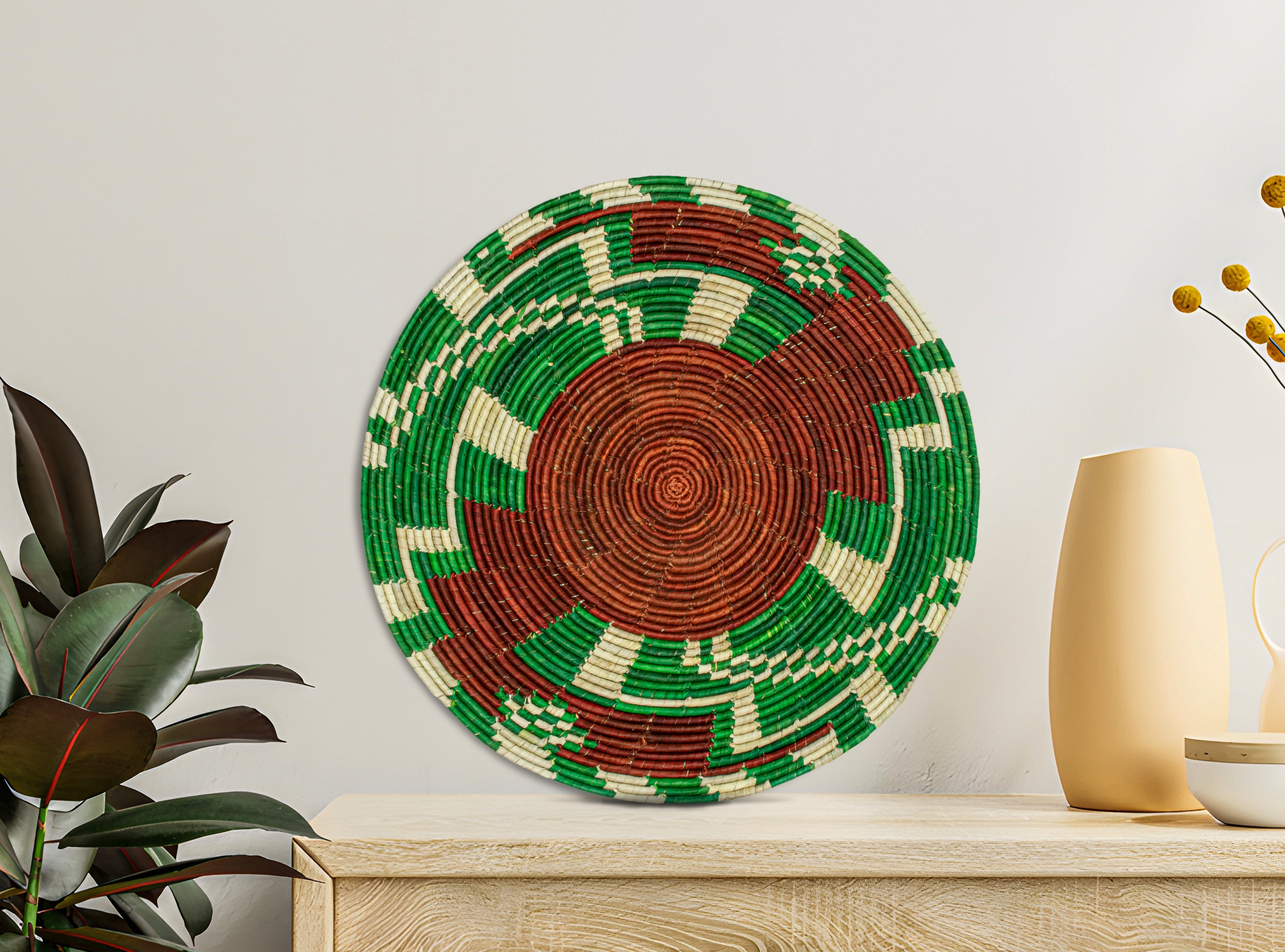 Green Apache Mat Wall Basket 14-inch MT-212-15