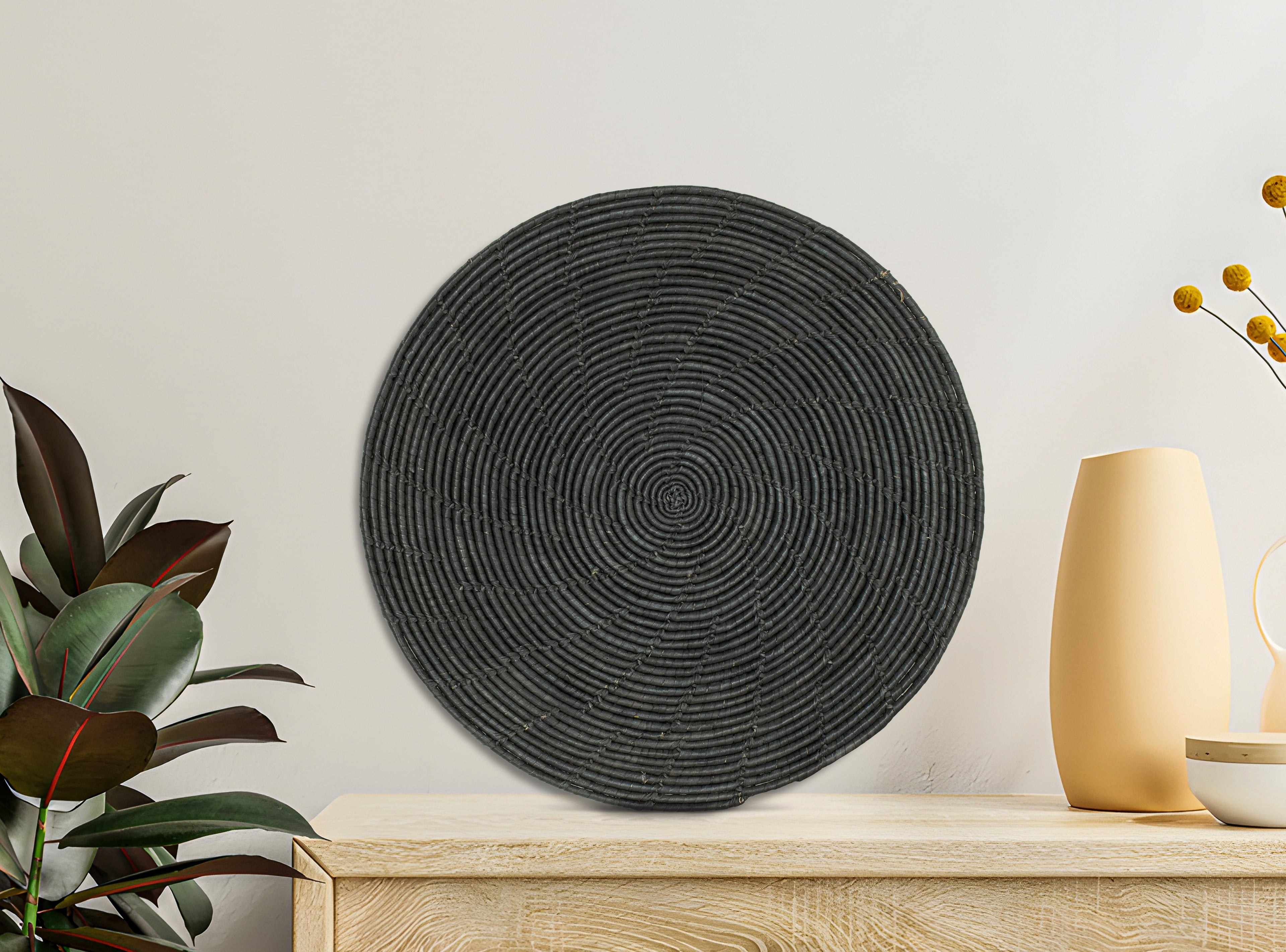 Plain Black Mat Wall Basket 14-inch MT-246-15