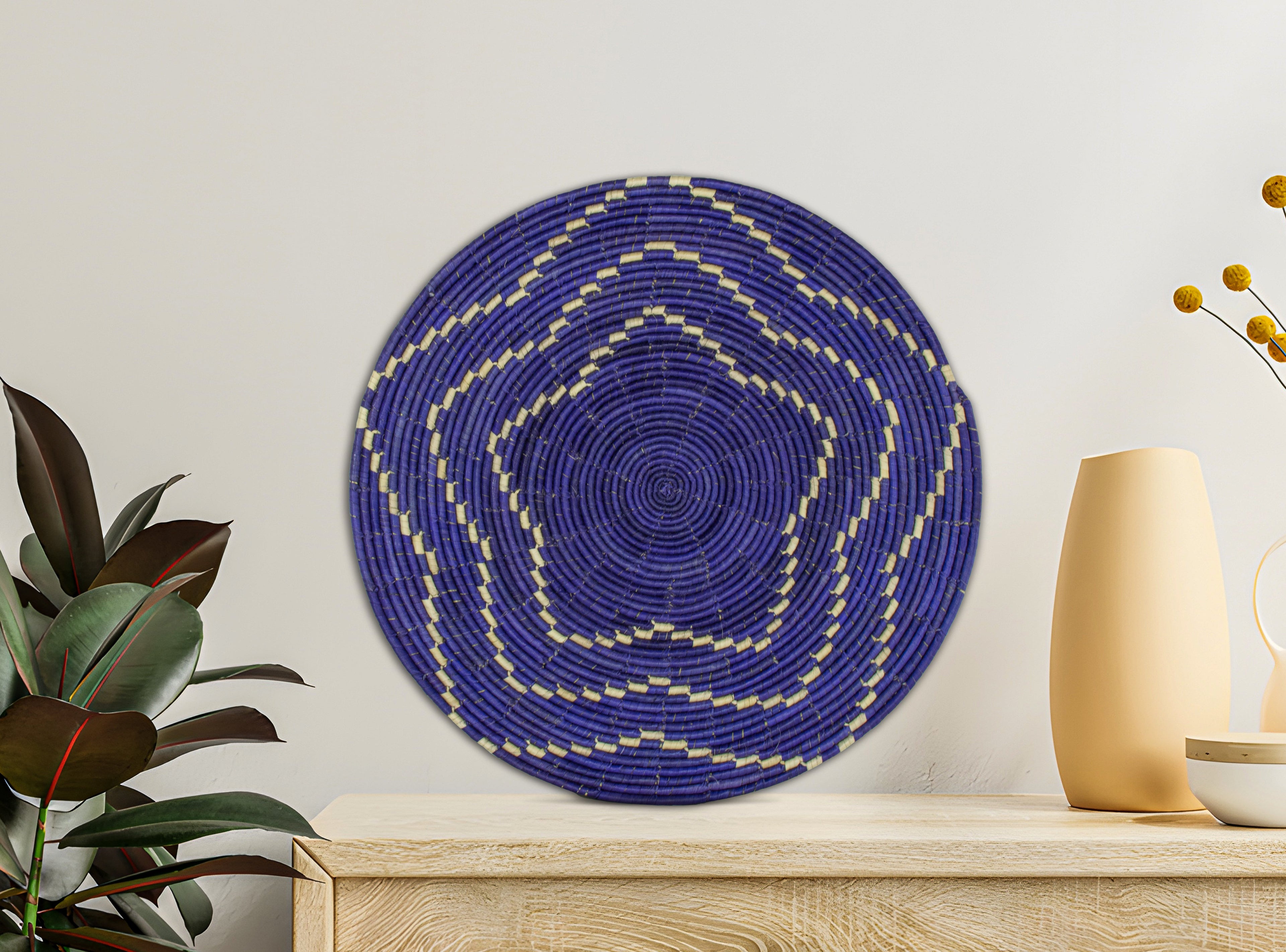 Blue Crimson Star Mat Wall Basket 14-inch MT-202-15