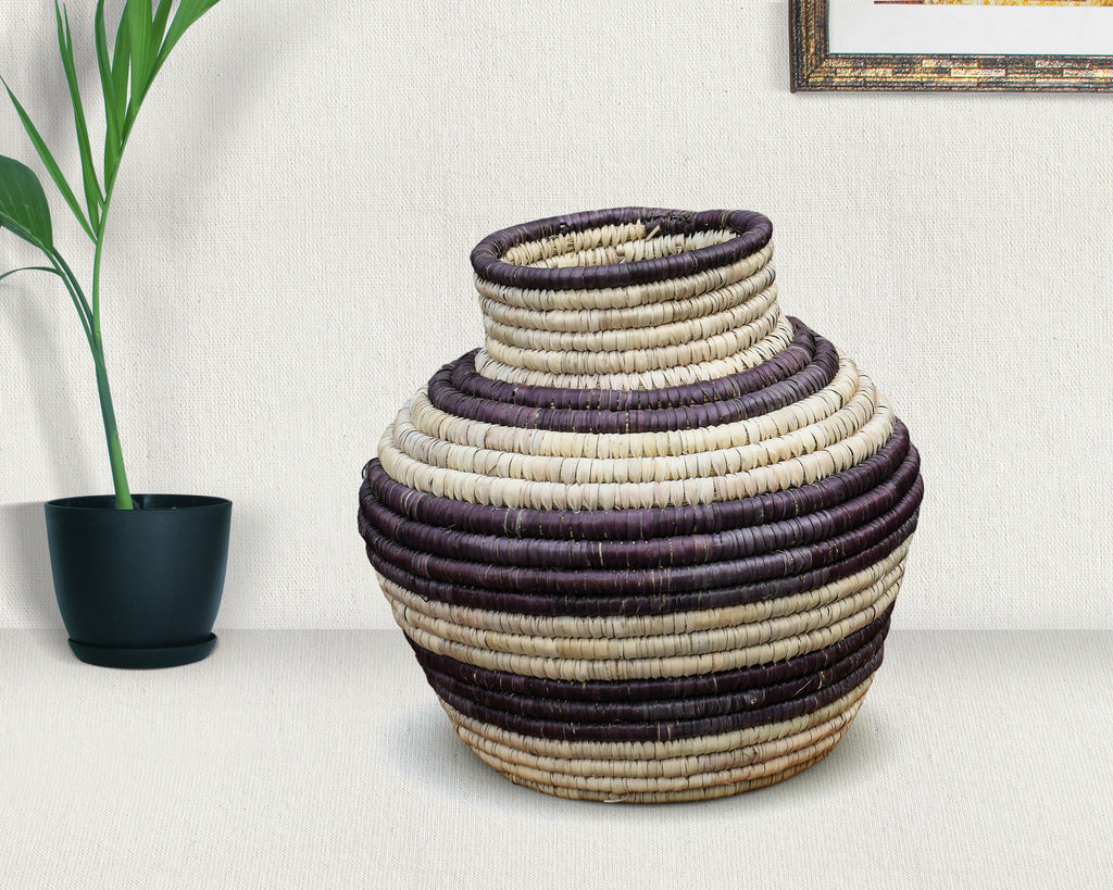 Cream Stripe Potter Vase