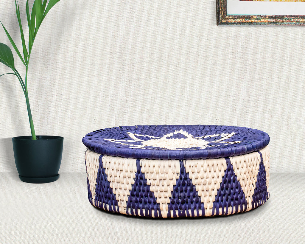 Lotus Chevron Lidded Basket