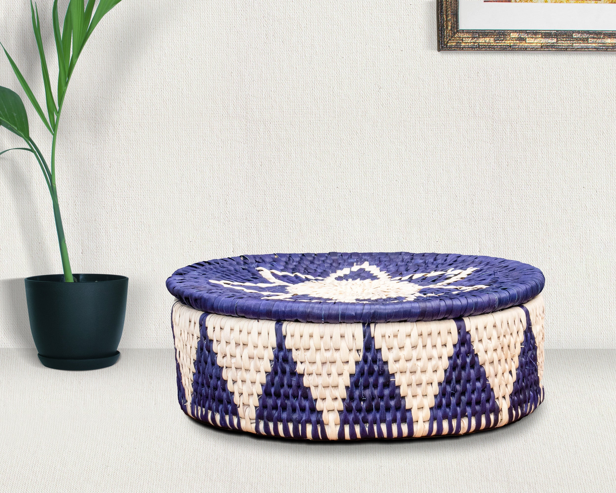 Lotus Chevron Lidded Basket