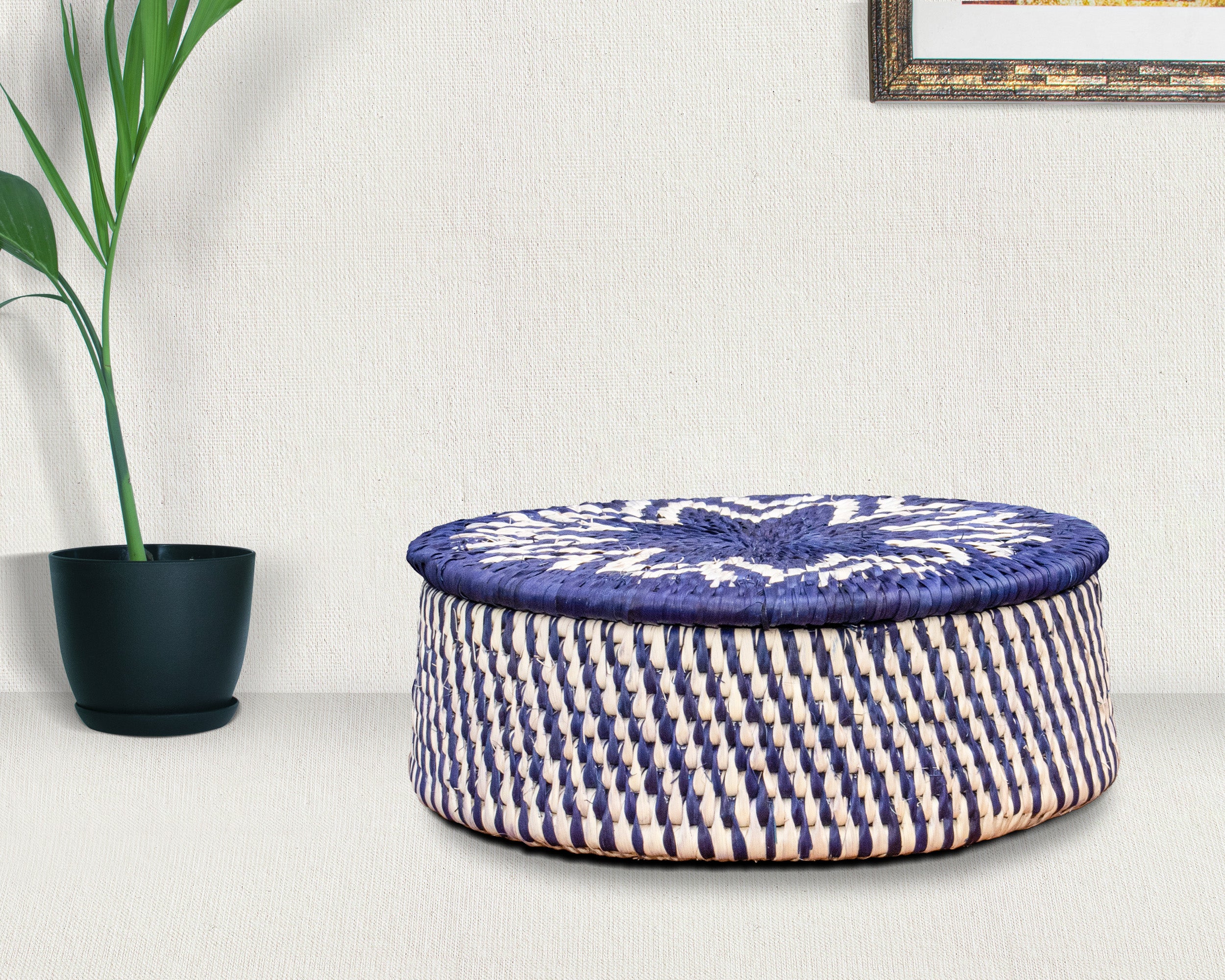 Abstract Feather Burst Basket with Lid