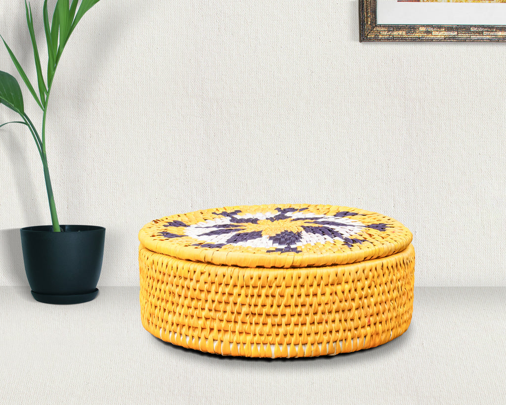 Sunburst Mandala Lidded Basket