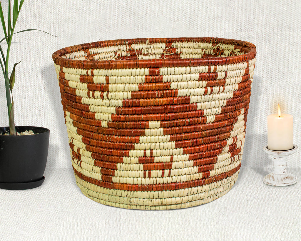 Zigzag Zest Handwoven Planter Basket - 12-inch PB-913
