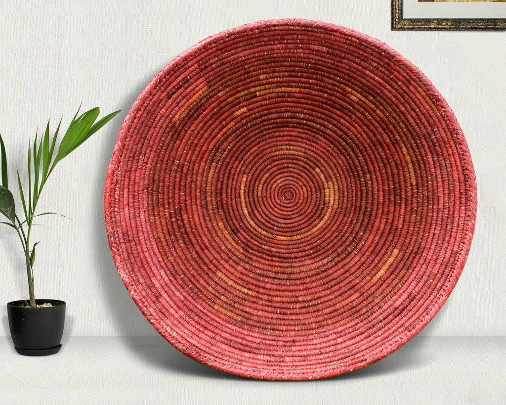 28" Dia Rusty Plain Statement Wall Basket