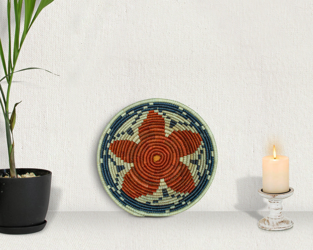 Indigo Weave Red Bowl Basket 8-inch LBW-411-7