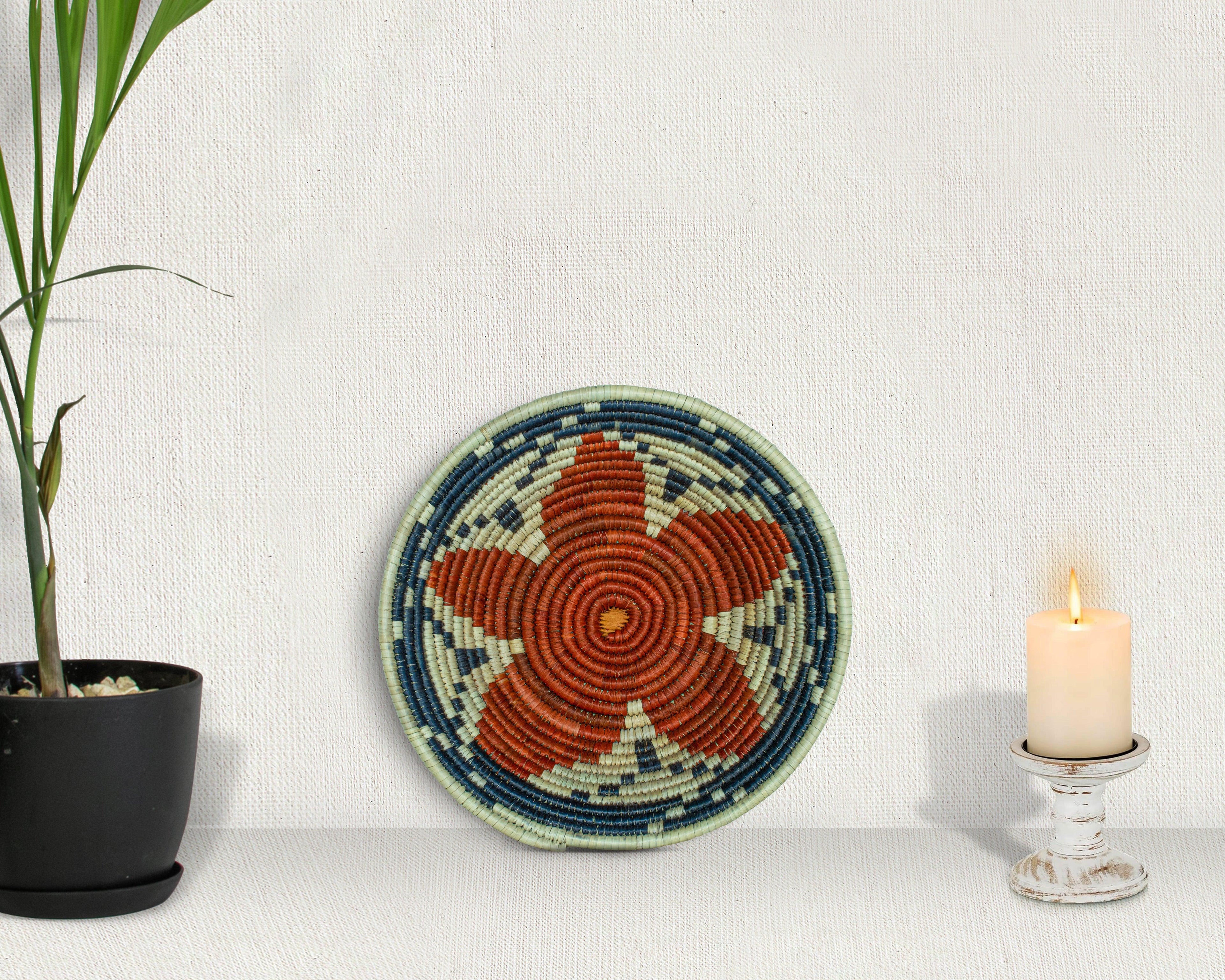 Indigo Weave Red Bowl Basket 8-inch LBW-411-7