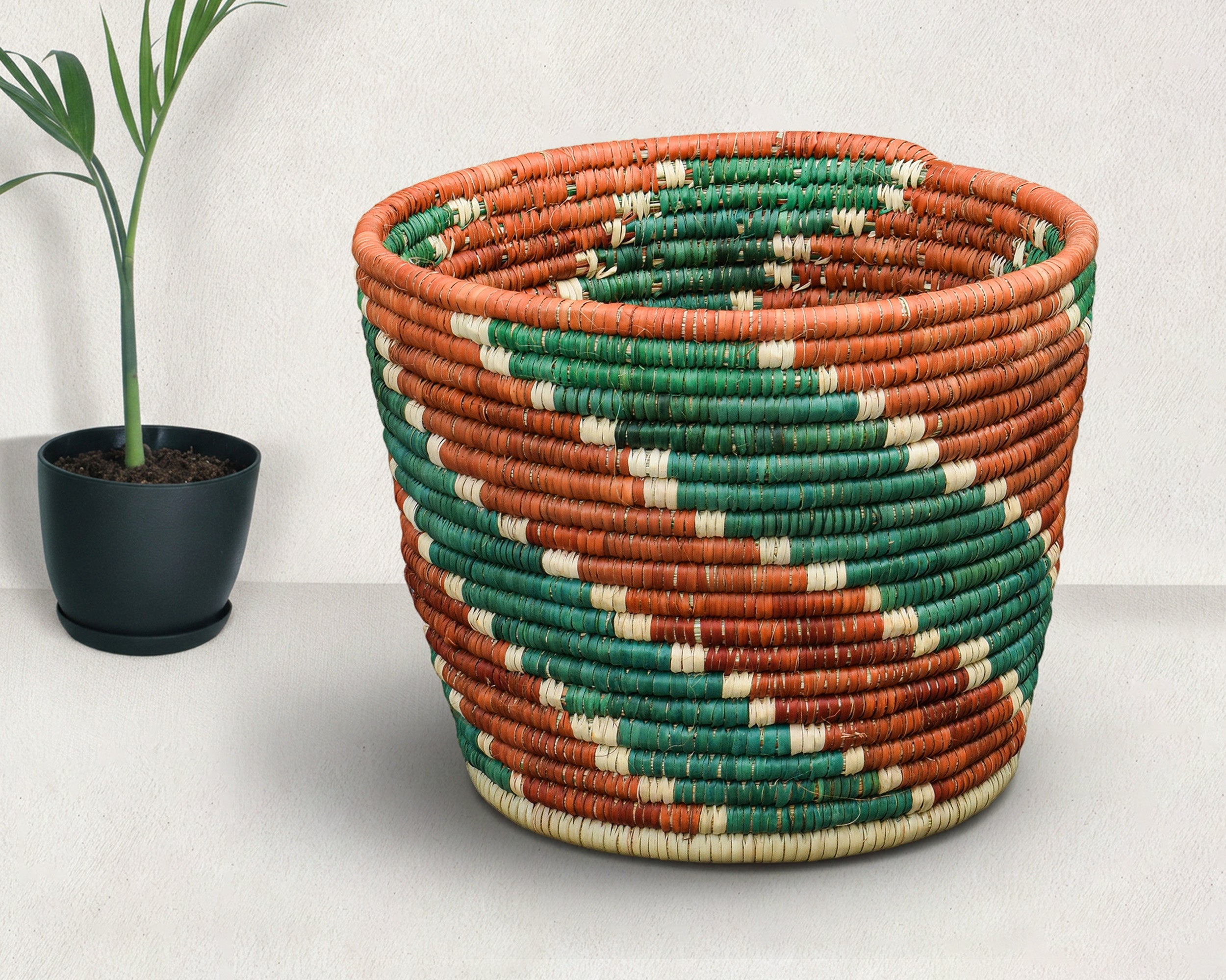 Rust Chevron Planter Basket