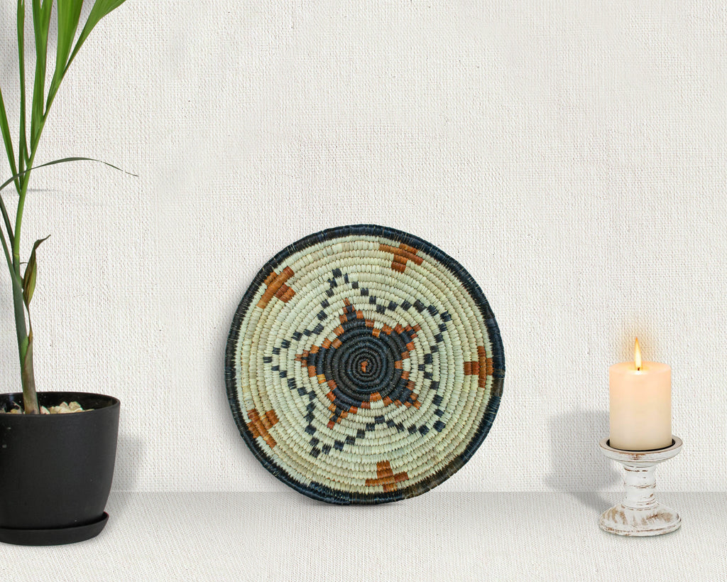 Aztec Glyph Natural Bowl Basket 8-inch LBW-458-7