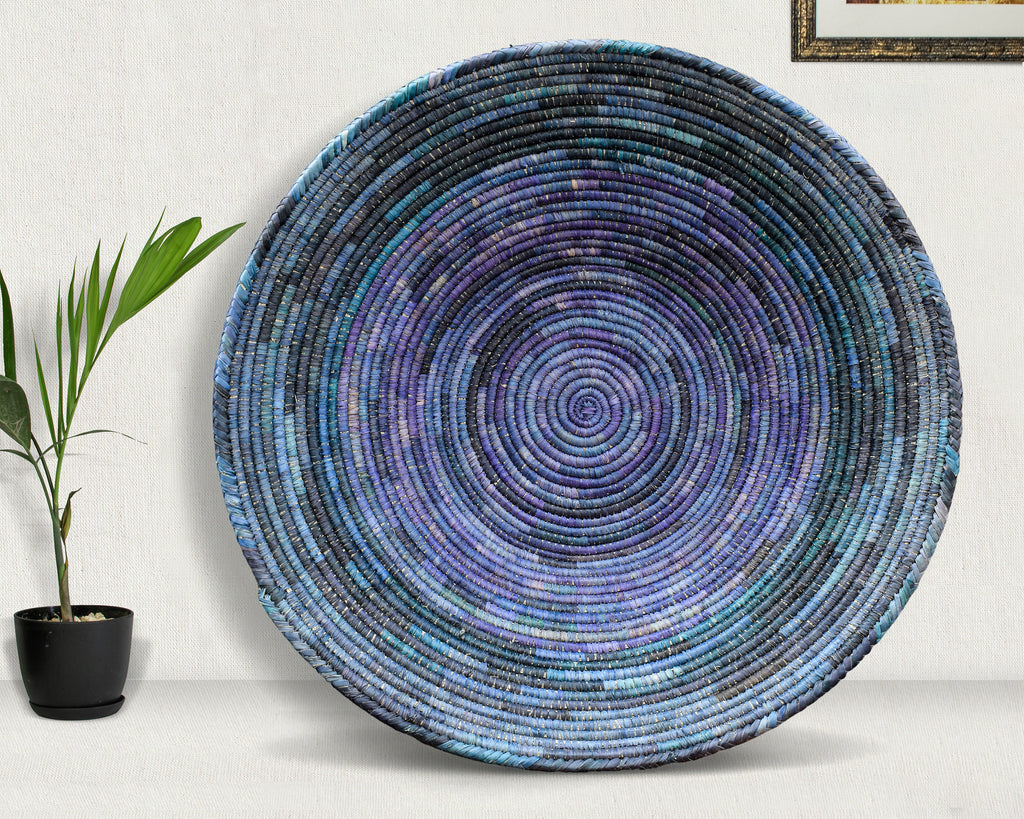 28" Dia Turquoise Plain Statement Wall Basket