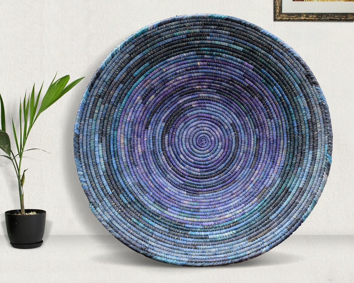 28" Dia Turquoise Plain Statement Wall Basket