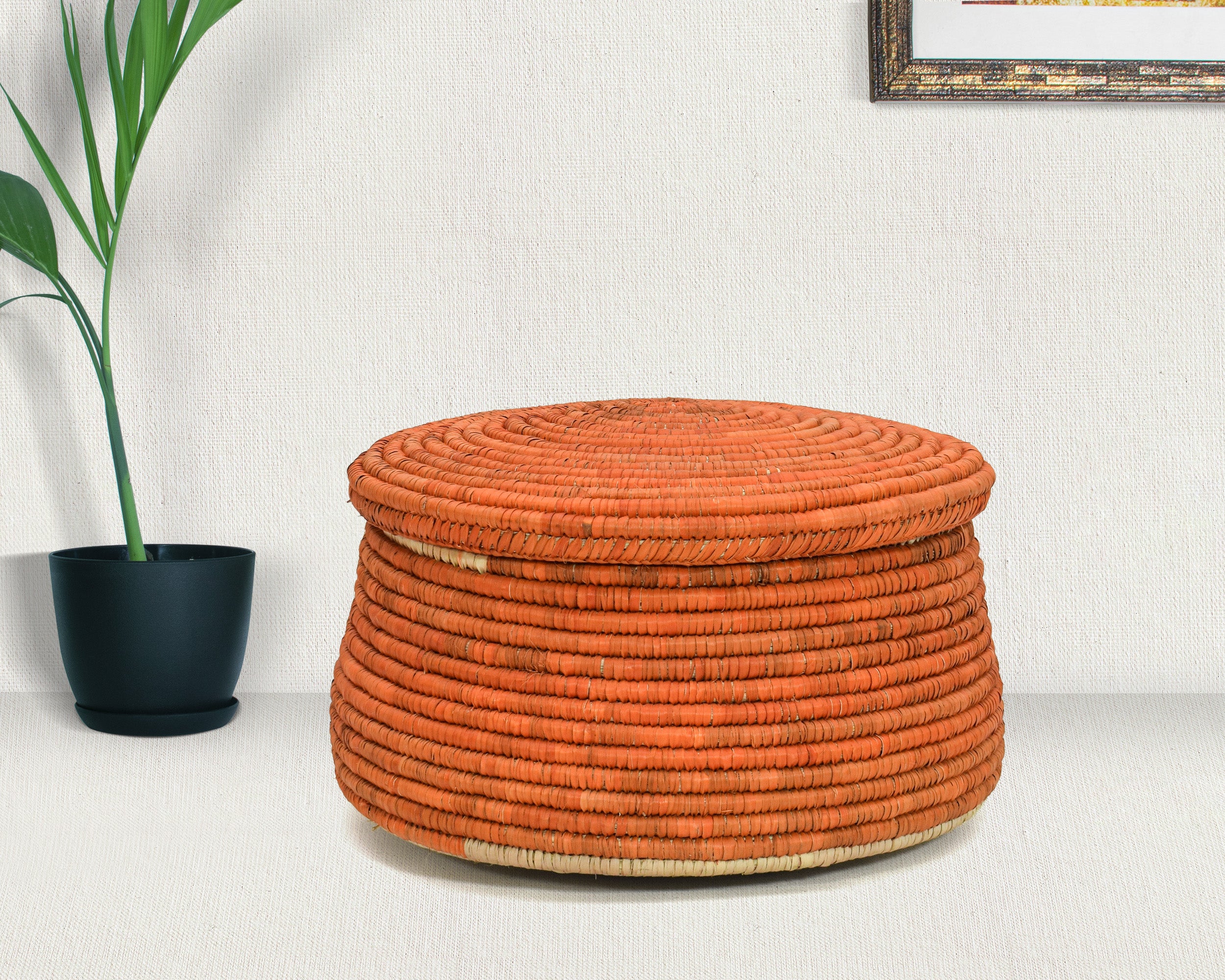 Amber Weave Lidded Basket