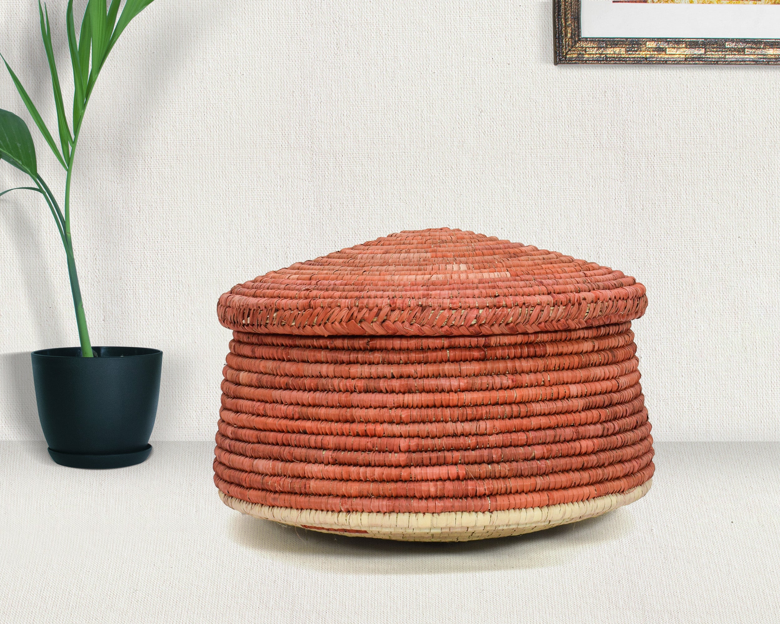 Rust Plain Lidded Basket