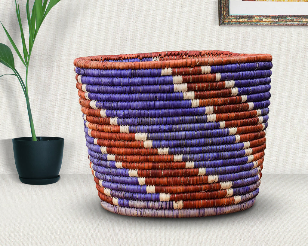 Indigo Stripes Planter Basket