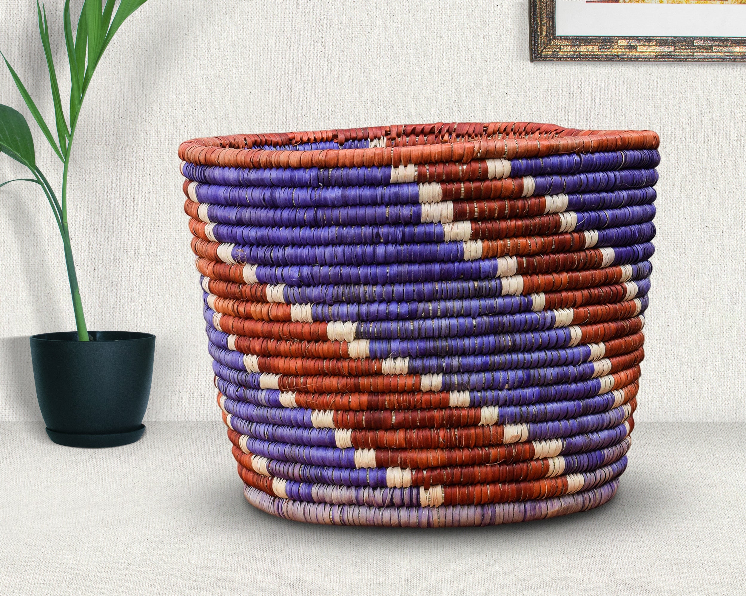 Indigo Stripes Planter Basket
