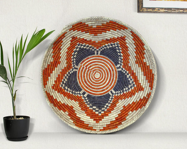 Lotus Swirl Navajo Inspired Bowl Basket 22-Inch