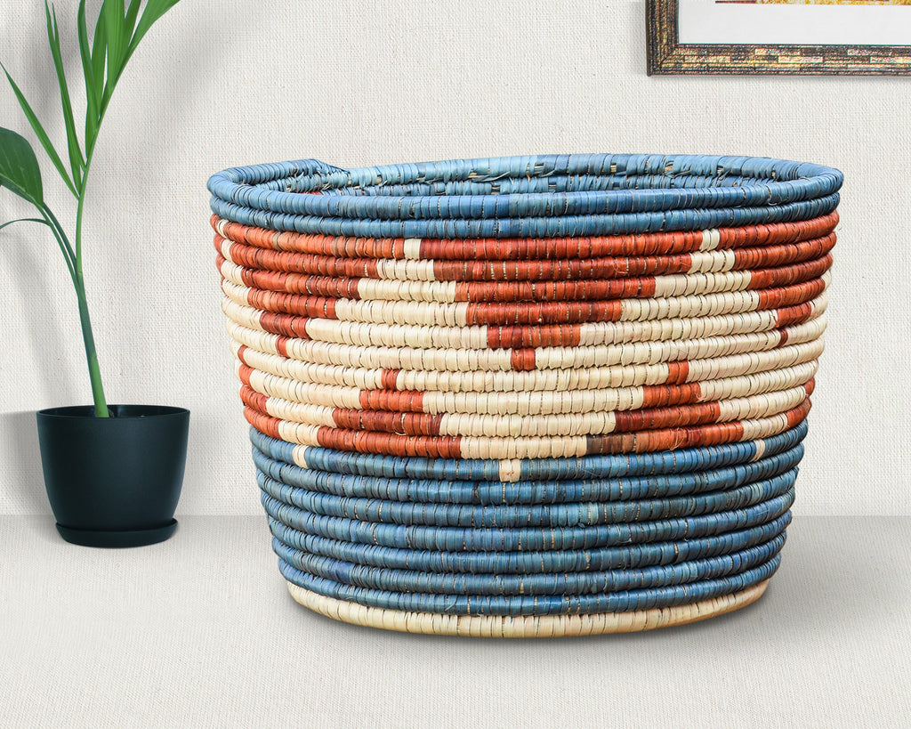 Blue Rim Planter Basket