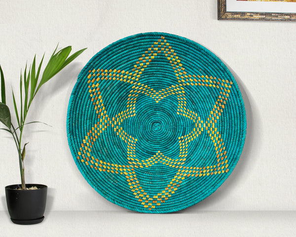 Green Star Navajo Inspired Bowl Basket 22-Inch