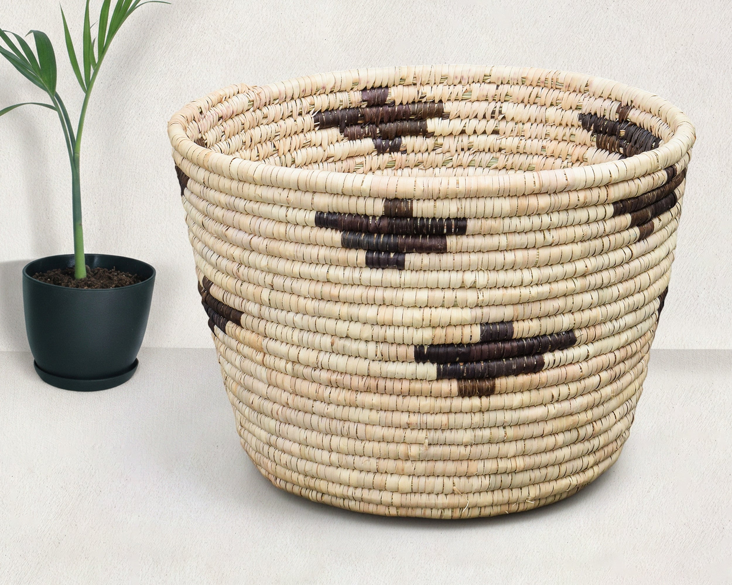 Beige Crosses Planter Basket