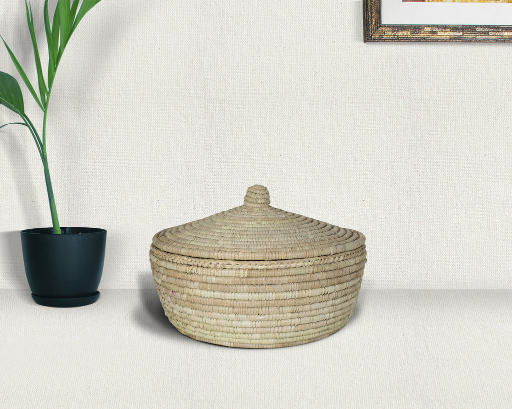 Yucca Lidded Basket - Handwoven Storage